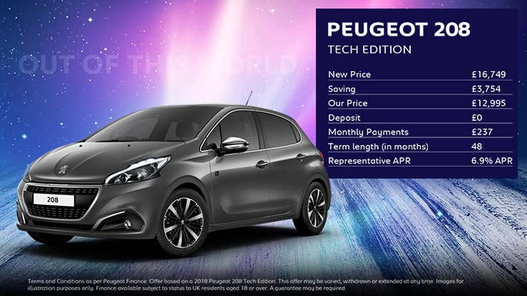 Peugeot 208 Tech Edition · £237 per month with NO deposit