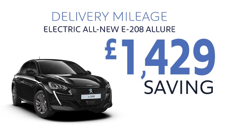 Delivery Mileage Savings: Black All-Electric e-208 Allure