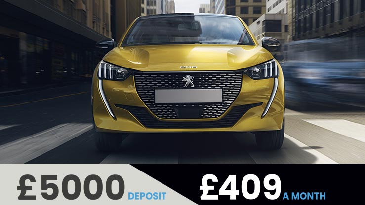 All-electric Faro Yellow Peugeot e-208 GT Premium pcp offer
